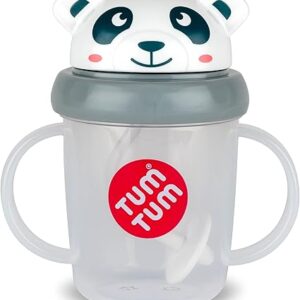 TUM TUM Tippy up Free Flow Sippy Cup for Toddlers, 200ml BPA, Free Drinking Cup with Pip panda Desigh,Easy Grip no valve Spill Free training Cup