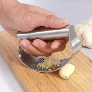Stainless Steel Garlic Press Rocker with Peeler & Scraper - Innovative Crusher